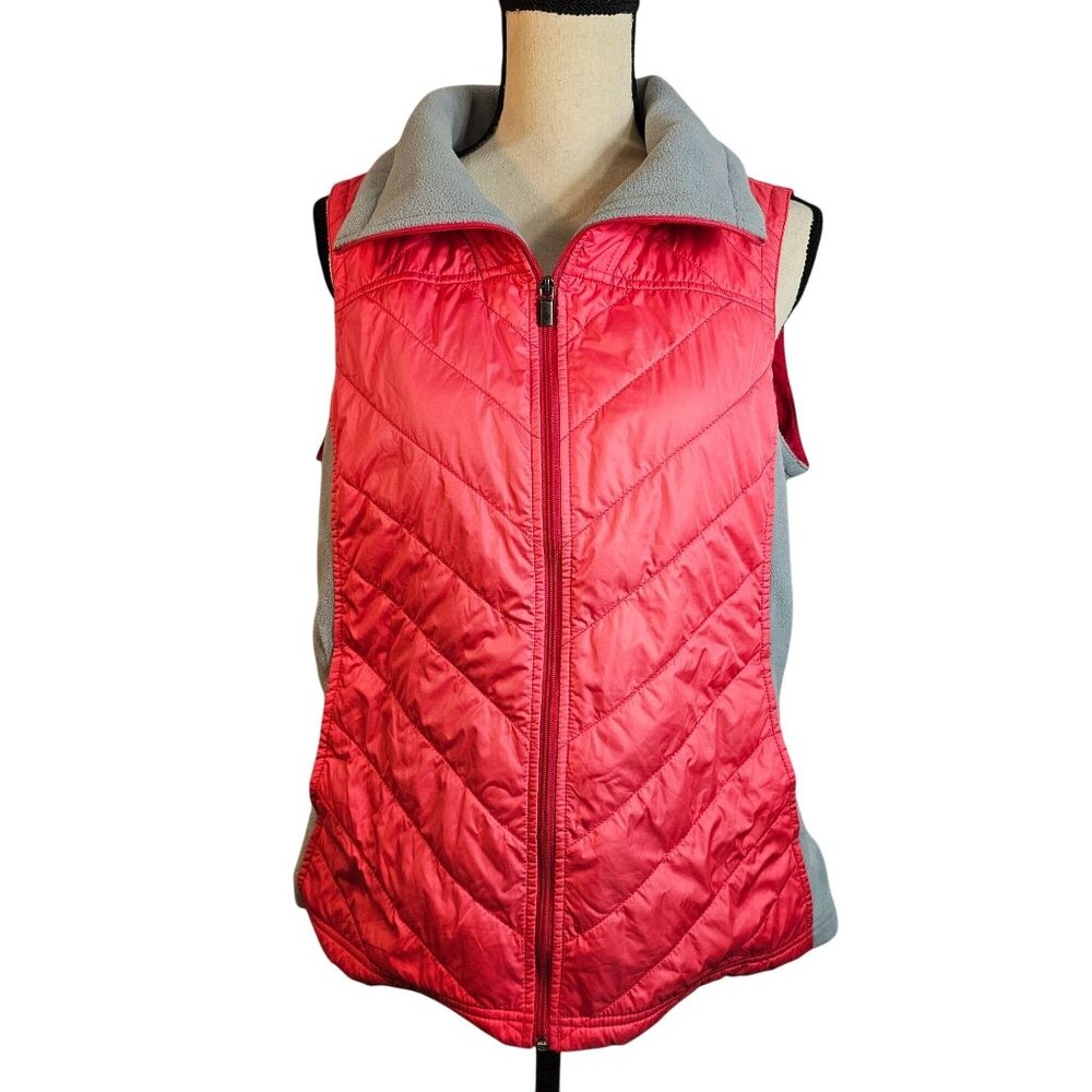 Columbia Vest Womans Size Large Pink Gray Quilted Lightweight